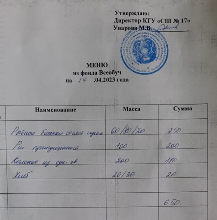 Школьное питание